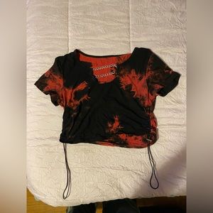 Crop top with metal chains on neckline